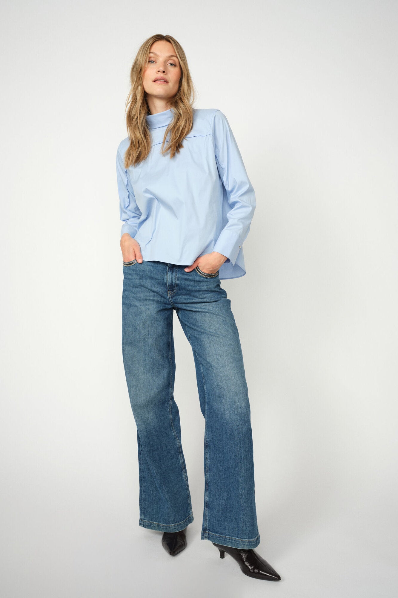 Dara Deco wide leg jeans - Mid Blue